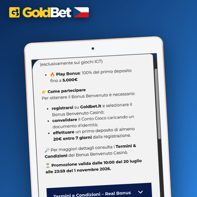 Goldbet Casino bonus pojištění sázky — vklad zpět při prohrané pozici na tiketu