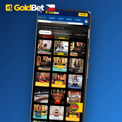 Okno prohlížeče s webovou stránkou Goldbet Casino pro hraní bez instalace na jakémkoli zařízení